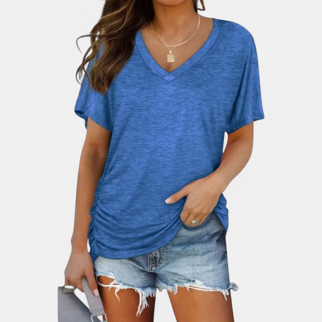 BREEANA™ – Relaxed Bat Sleeve V-Neck Tee