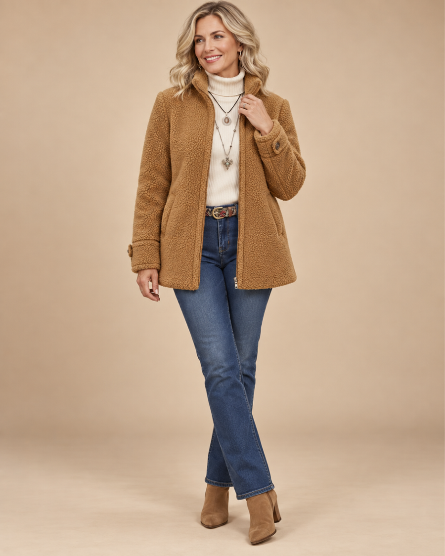 Josephine | Full-Zip Lambswool-Feel Stand Collar Jacket