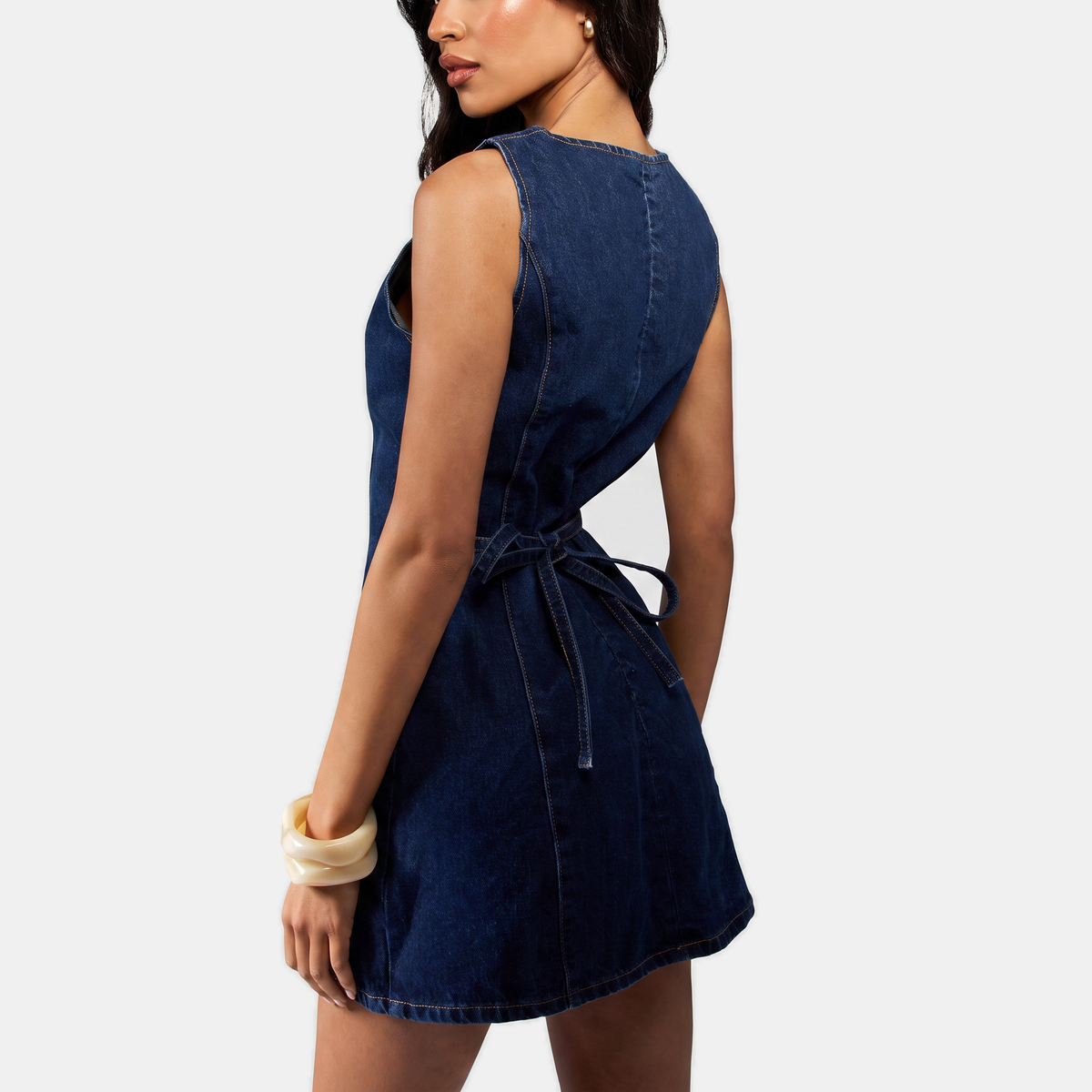 Women's Sleeveless Fitted Mini Sundress in Denim