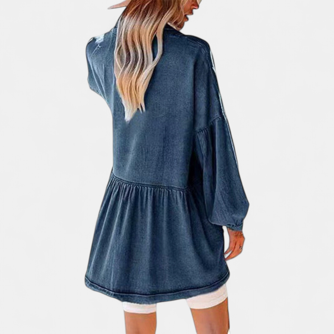 WYNNIE™ – Relaxed Frayed-Hem Denim Top