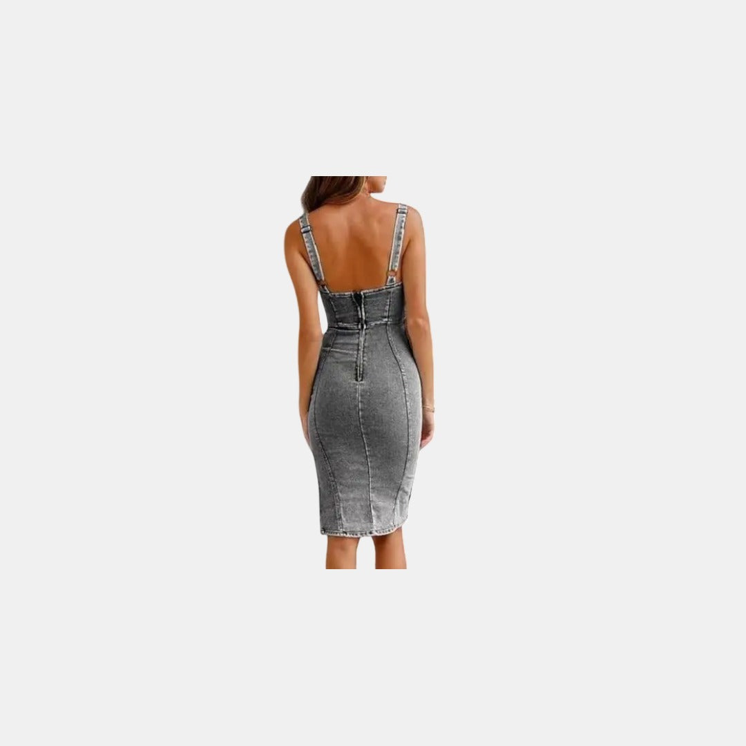 DAKOTA™ – Distressed Denim Spaghetti Strap Dress