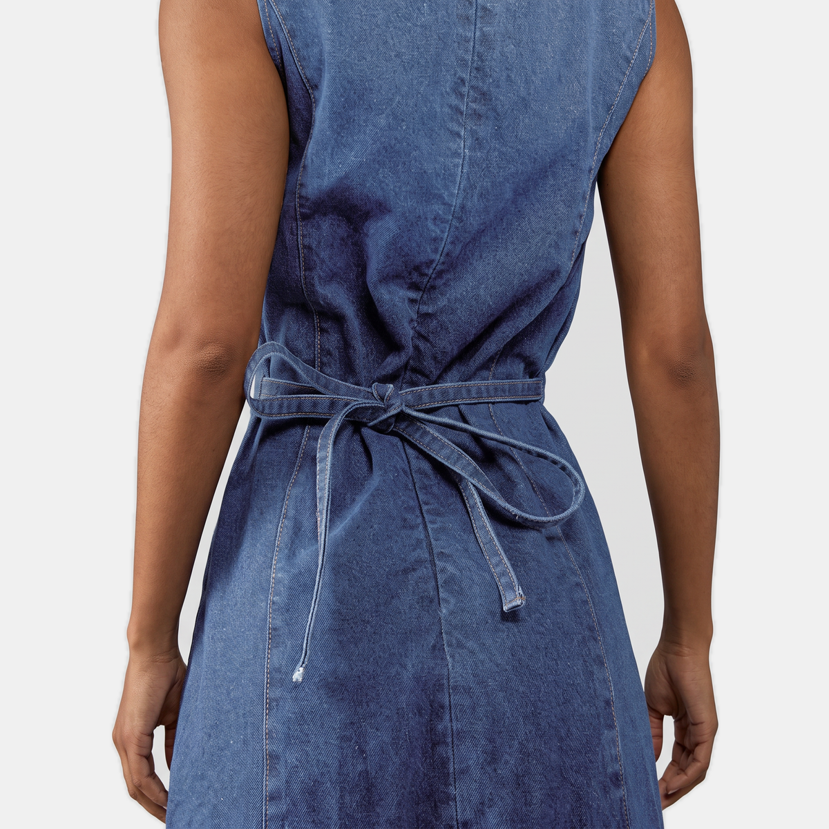 Women's Sleeveless Fitted Mini Sundress in Denim