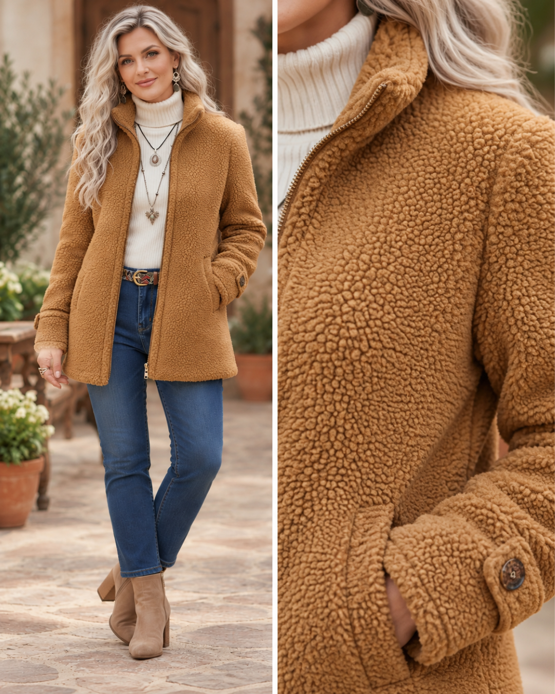 Josephine | Full-Zip Lambswool-Feel Stand Collar Jacket