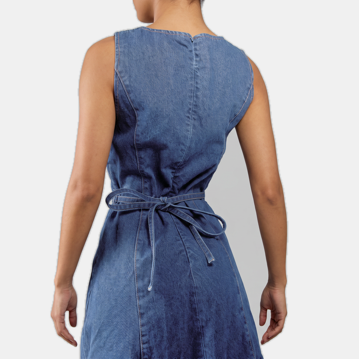 Women's Sleeveless Fitted Mini Sundress in Denim