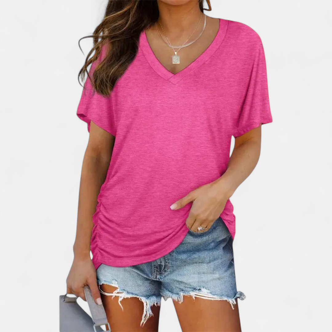 BREEANA™ – Relaxed Bat Sleeve V-Neck Tee