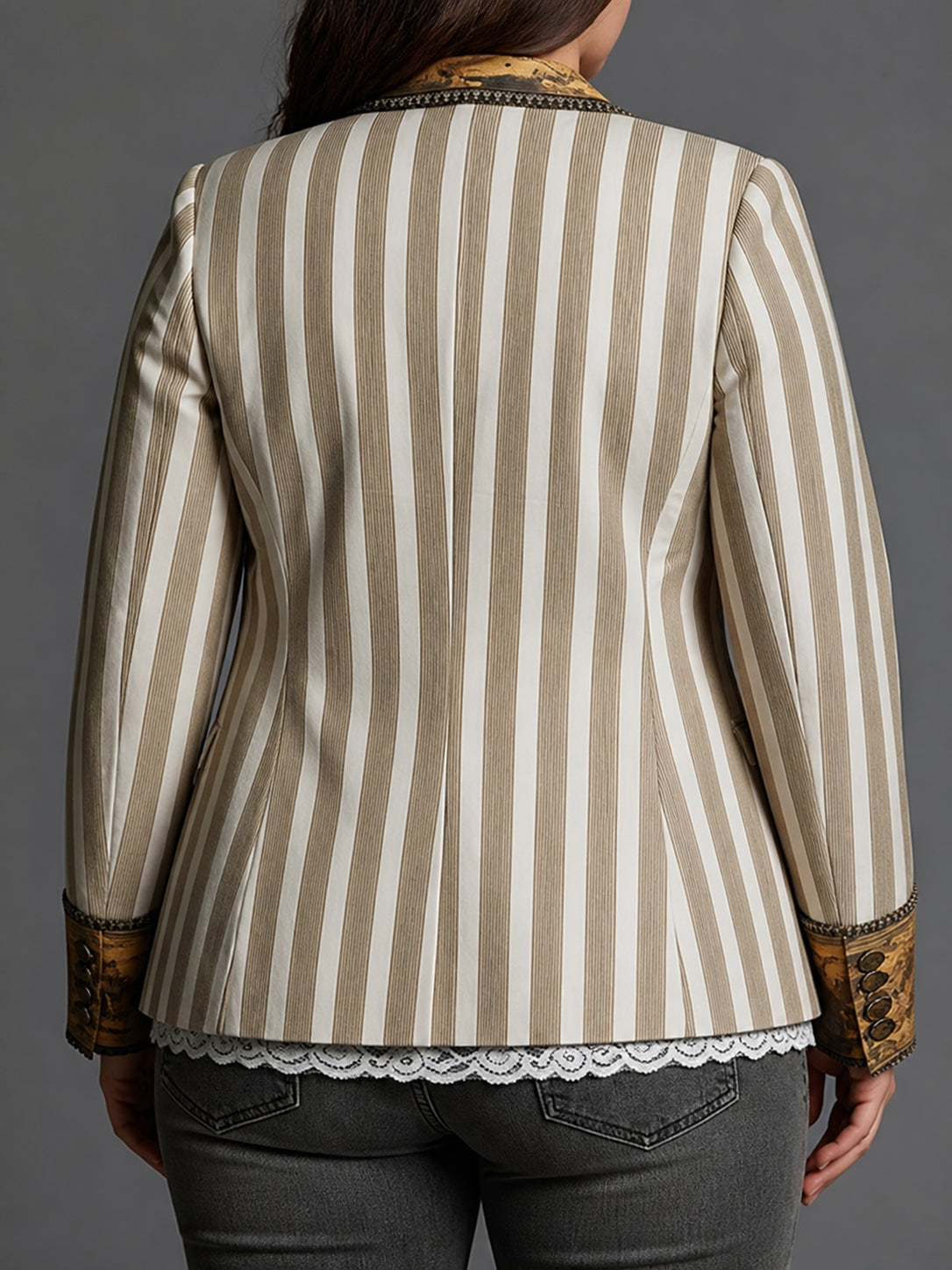 Striped Artistic Lapel Blazer