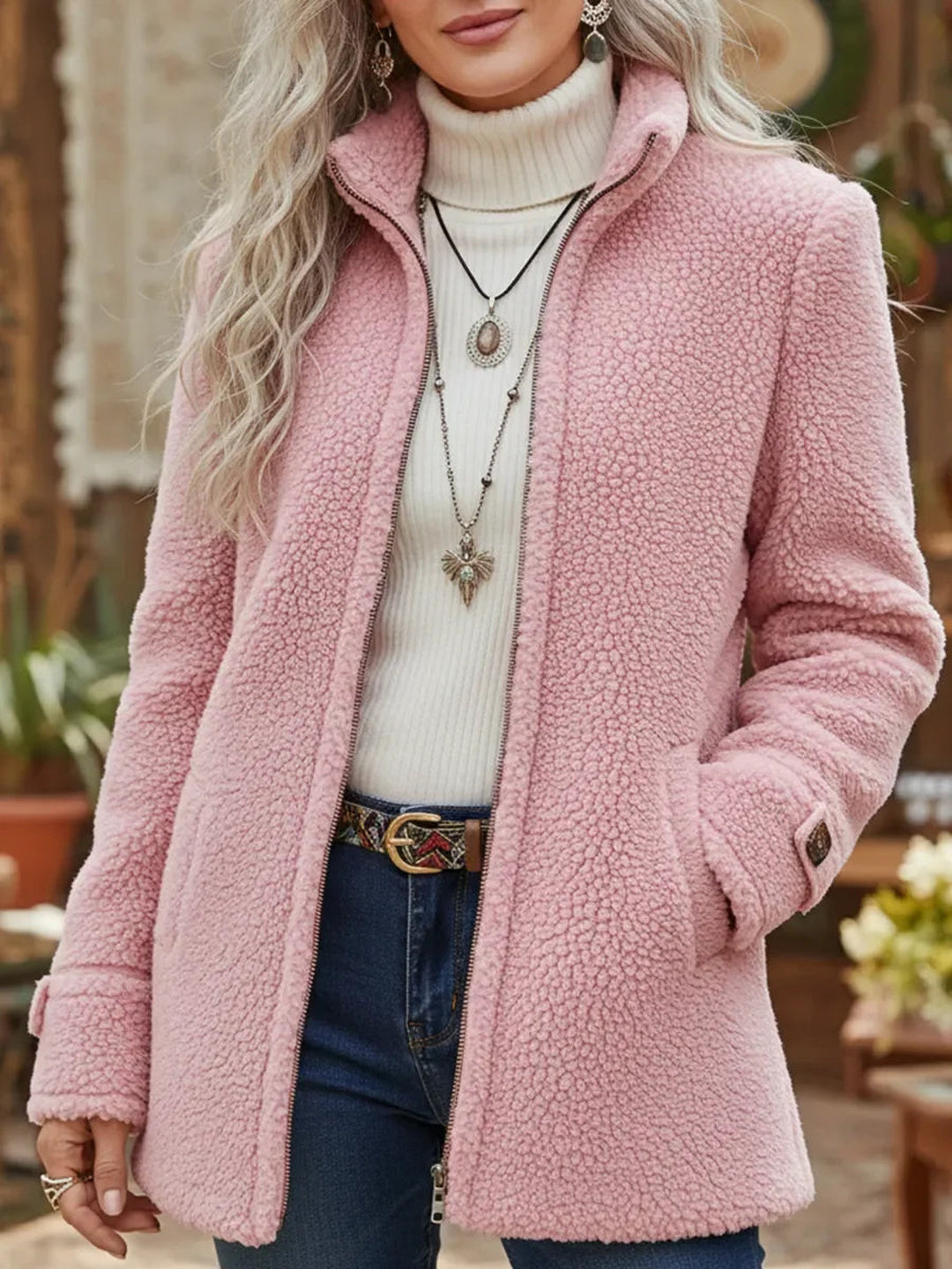 Josephine | Full-Zip Lambswool-Feel Stand Collar Jacket