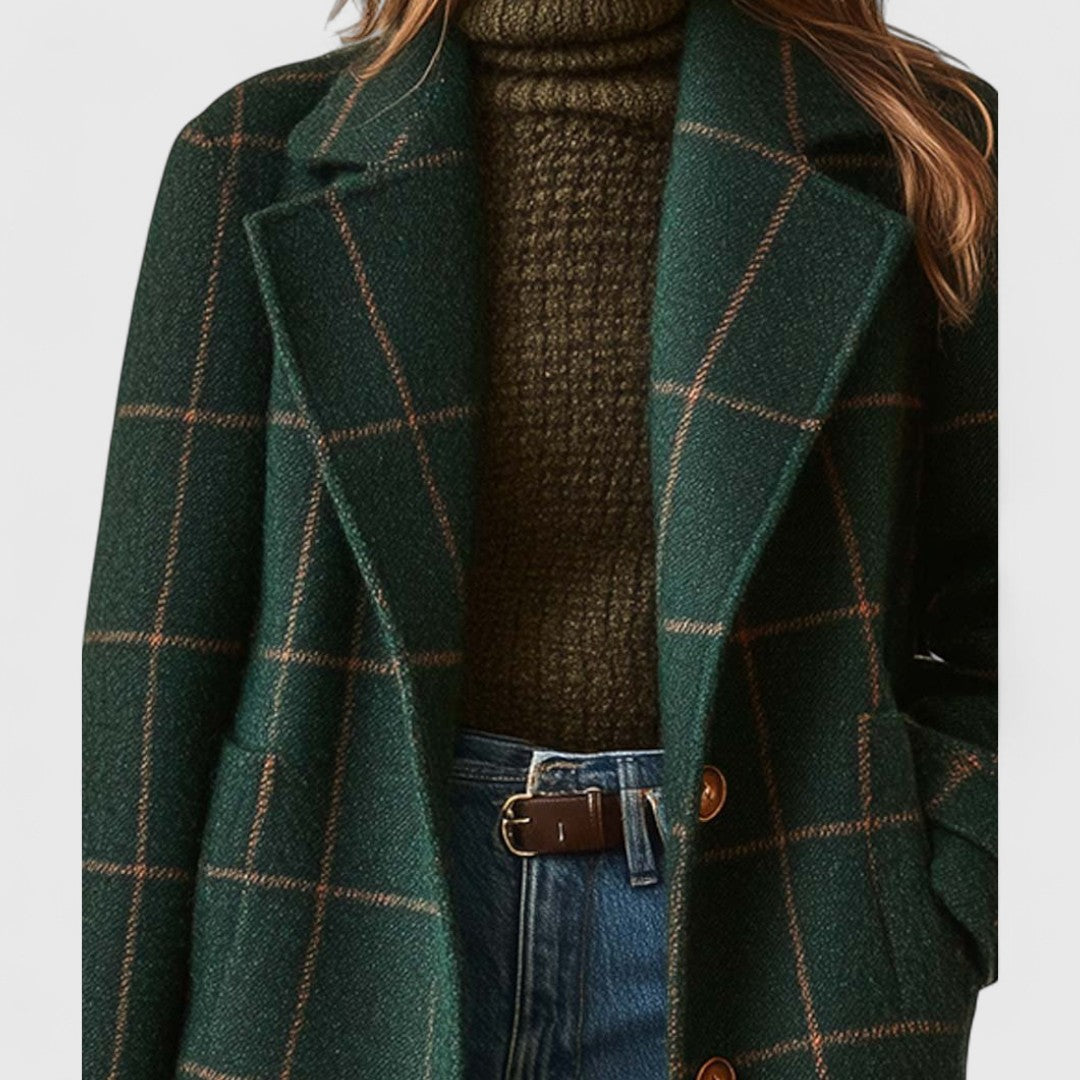 Aliah | Women’s Plaid Mid-Length Coat