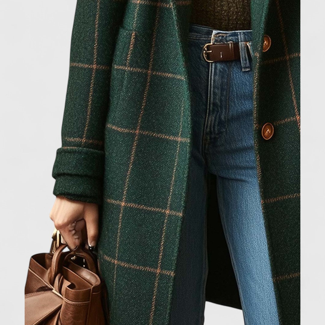 Aliah | Women’s Plaid Mid-Length Coat