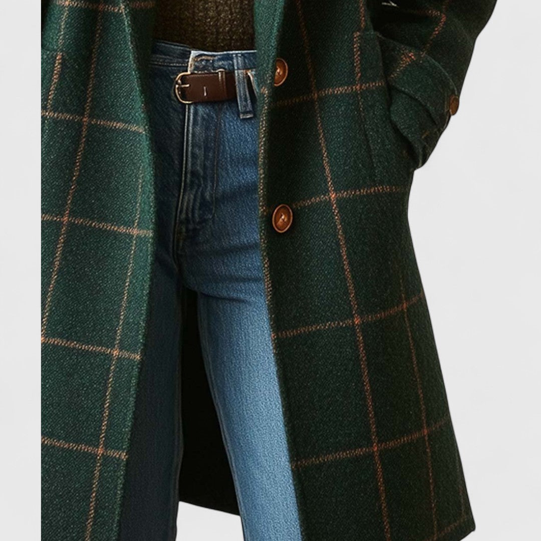 Aliah | Women’s Plaid Mid-Length Coat