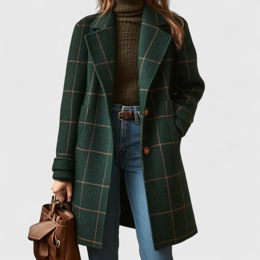 Aliah | Women’s Plaid Mid-Length Coat