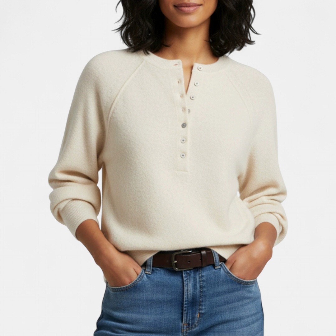 OPAL™ – Cozy Henley Button Knit Sweater