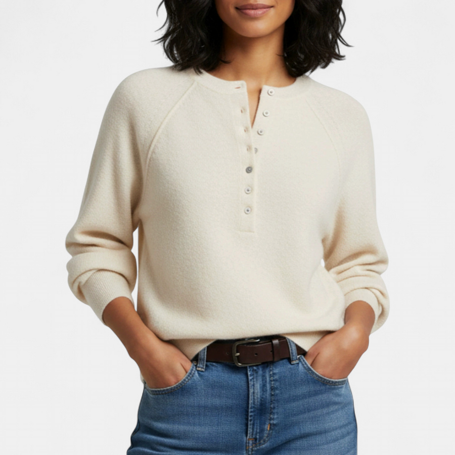 OPAL™ – Cozy Henley Button Knit Sweater