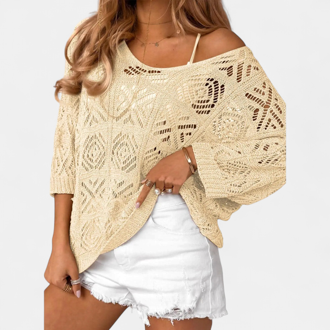 CORA™ – Crochet Batwing Pullover Sweater