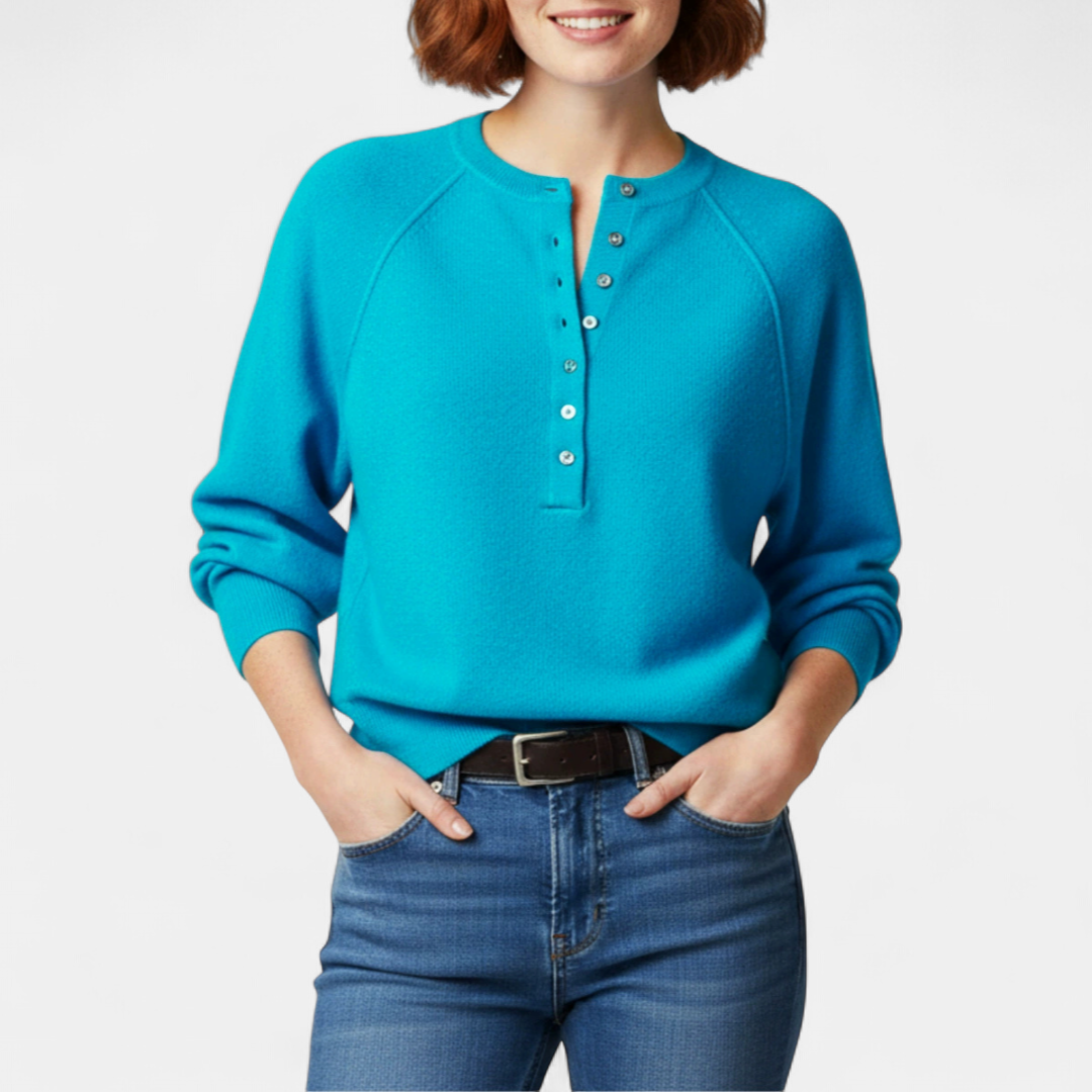 OPAL™ – Cozy Henley Button Knit Sweater