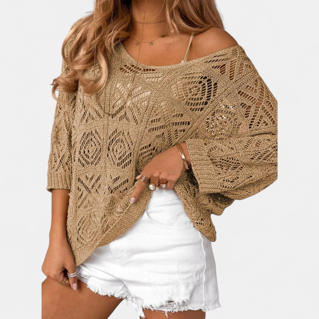 CORA™ – Crochet Batwing Pullover Sweater