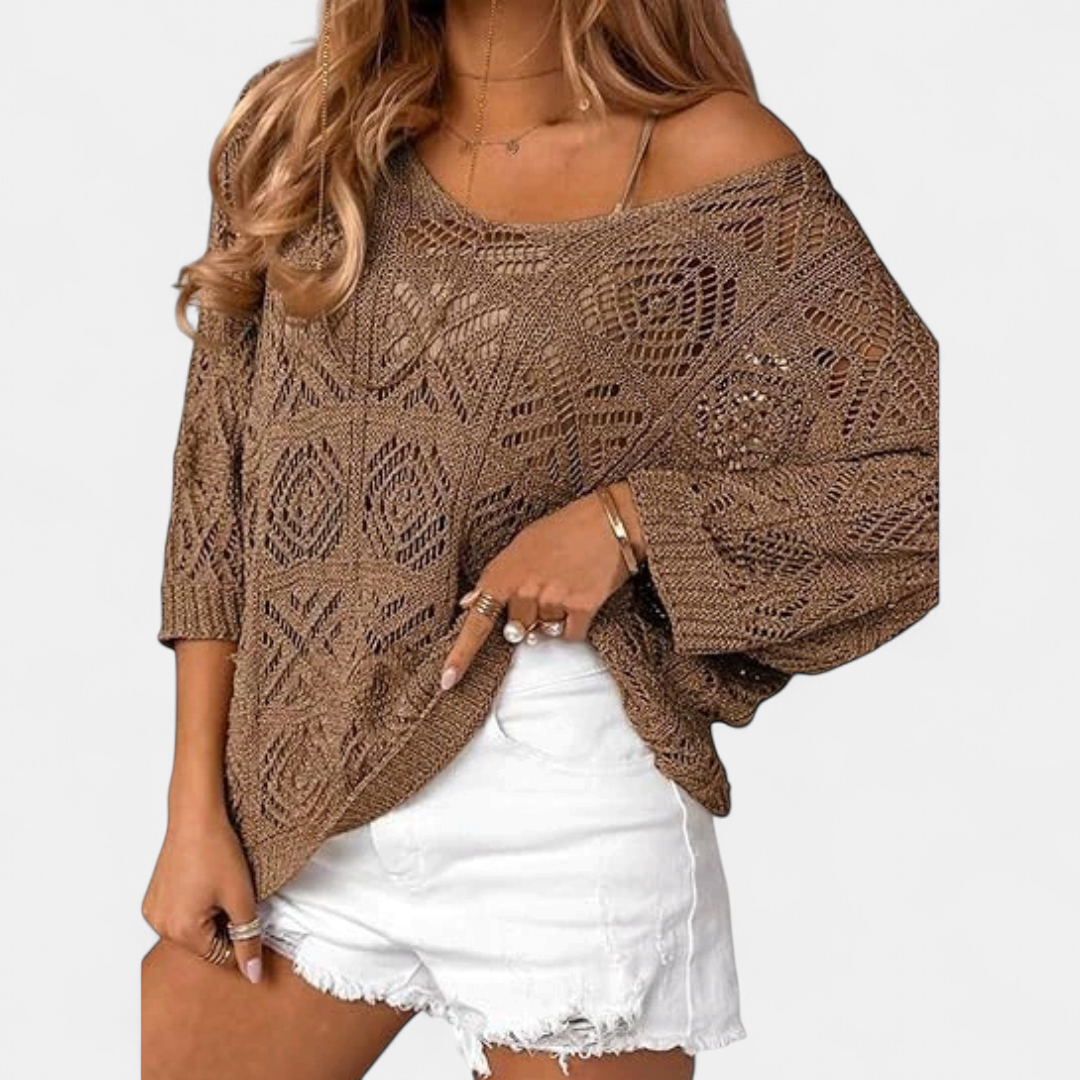 CORA™ – Crochet Batwing Pullover Sweater