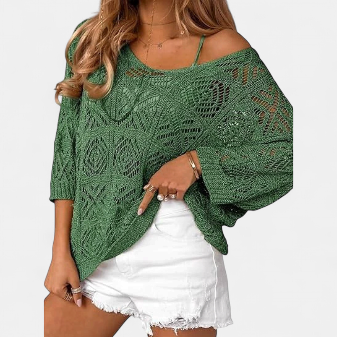 CORA™ – Crochet Batwing Pullover Sweater