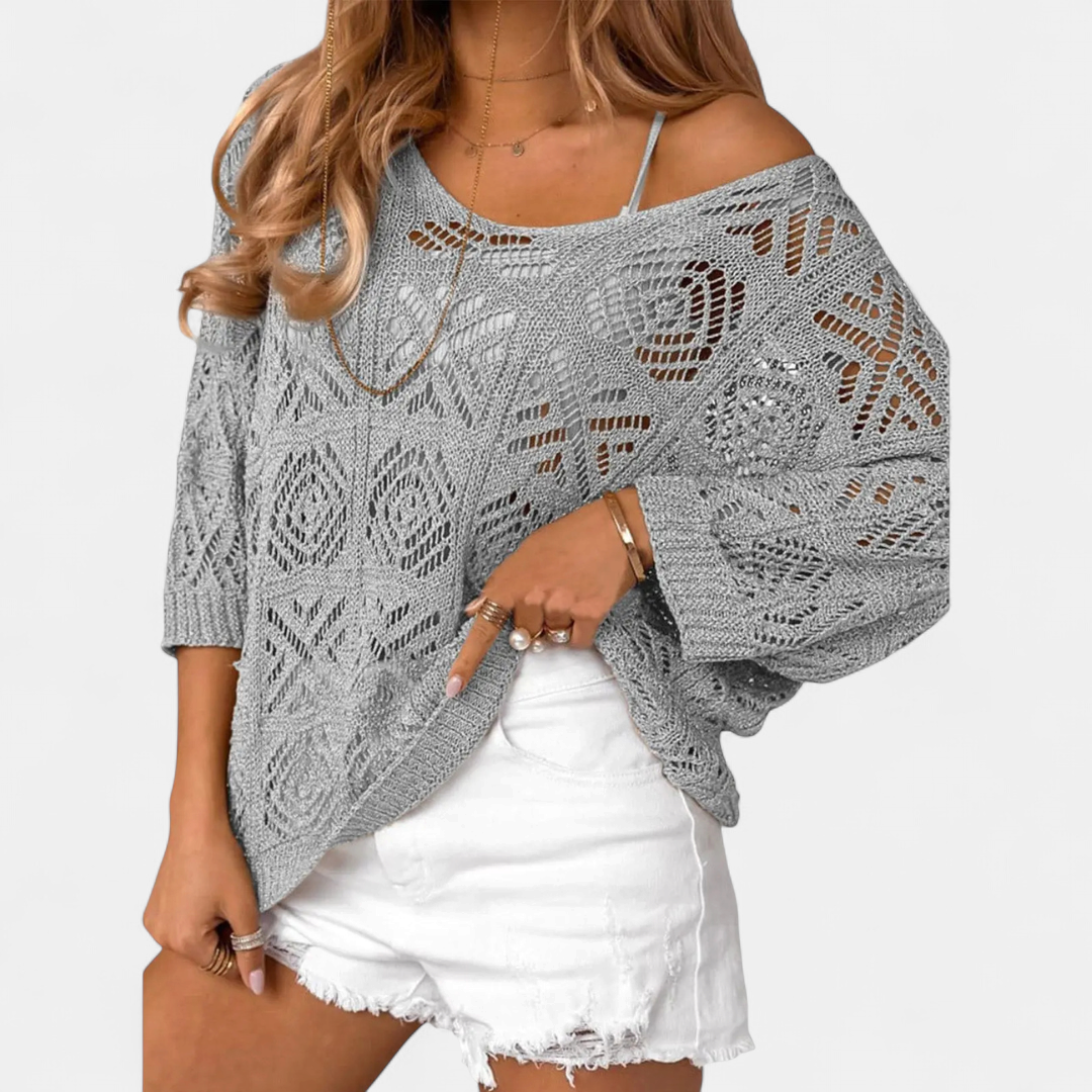 CORA™ – Crochet Batwing Pullover Sweater