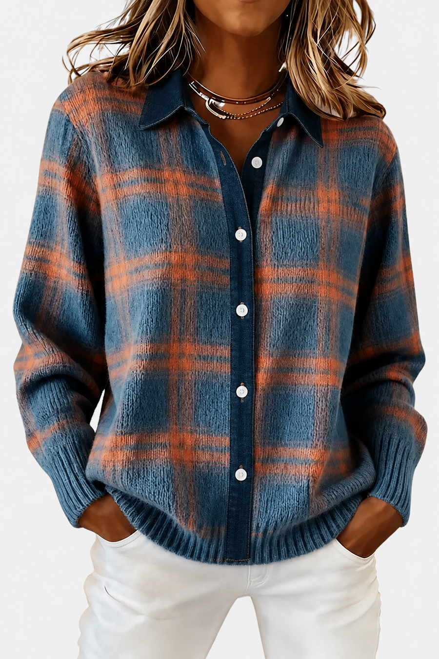 Lumi™ | Elegant Plaid Cardigan