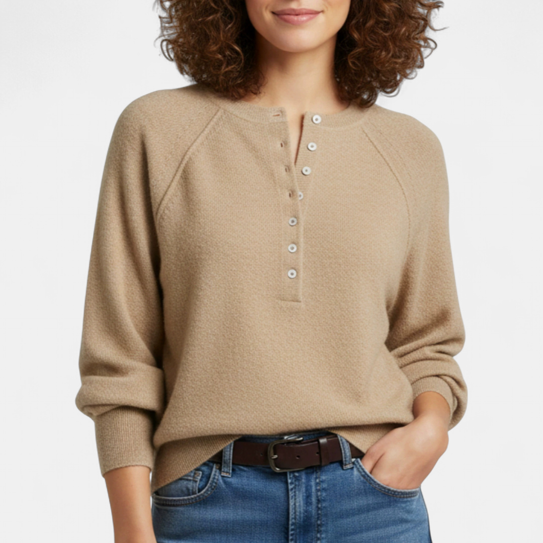 OPAL™ – Cozy Henley Button Knit Sweater