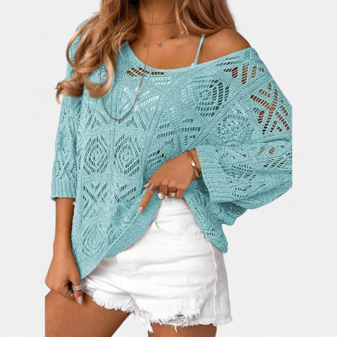 CORA™ – Crochet Batwing Pullover Sweater