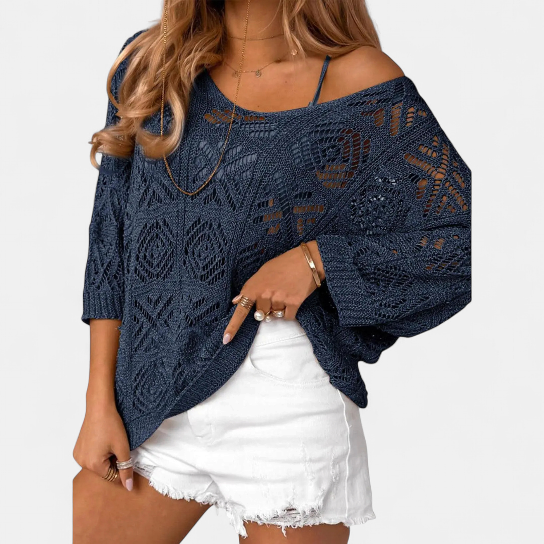 CORA™ – Crochet Batwing Pullover Sweater