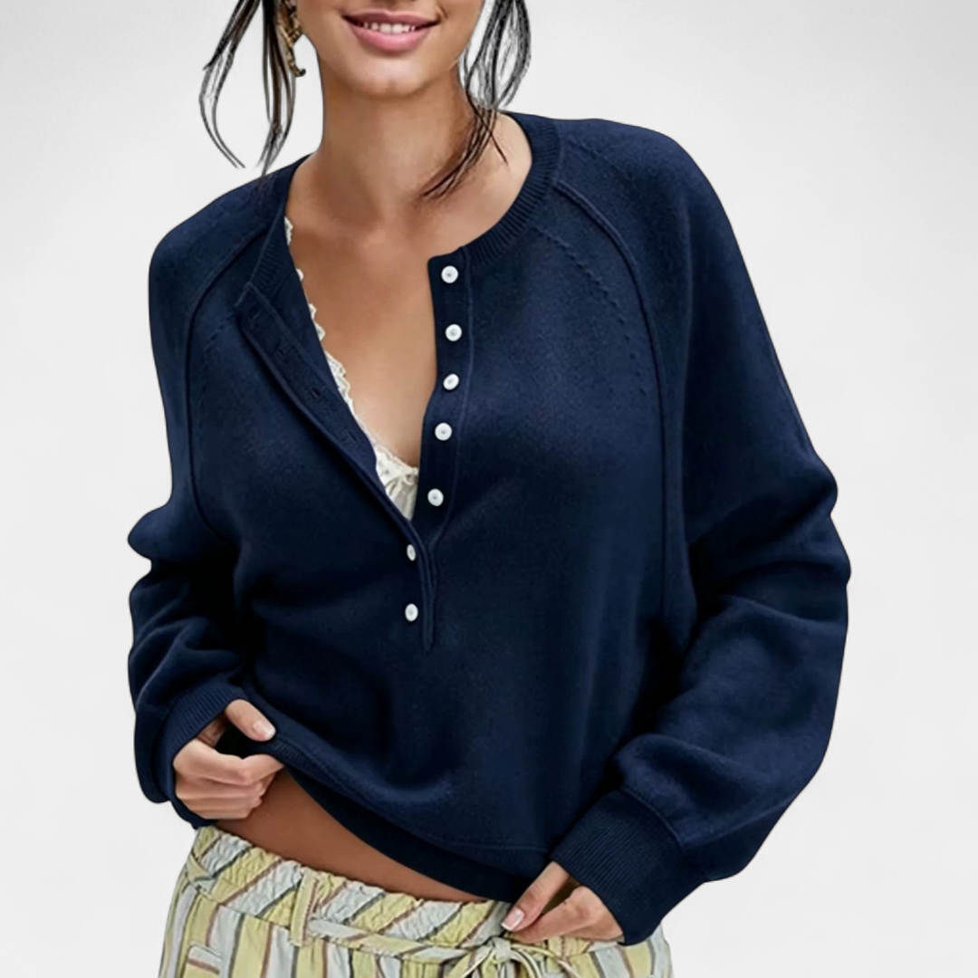 OPAL™ – Cozy Henley Button Knit Sweater