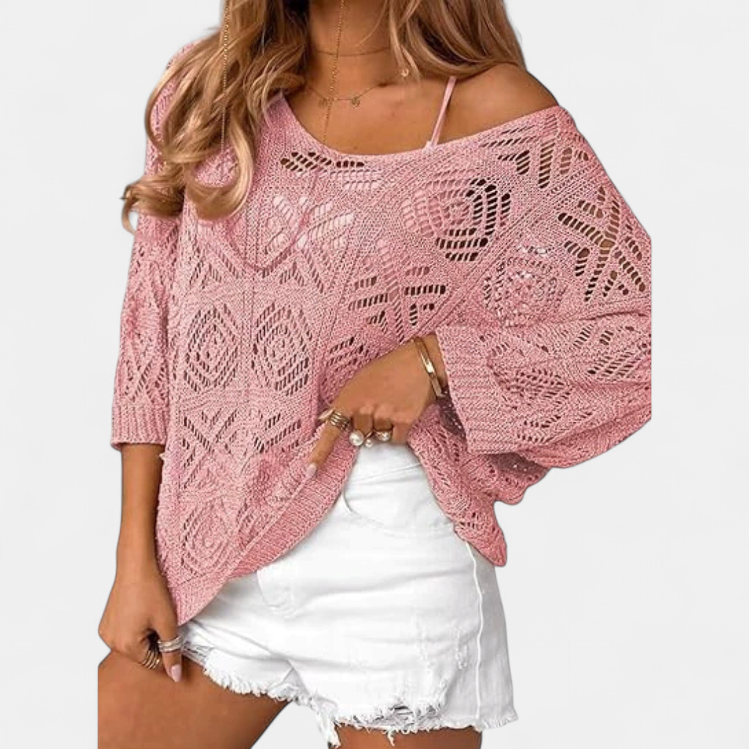 CORA™ – Crochet Batwing Pullover Sweater