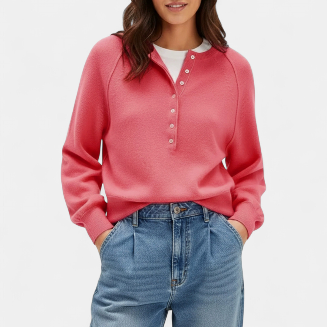 OPAL™ – Cozy Henley Button Knit Sweater