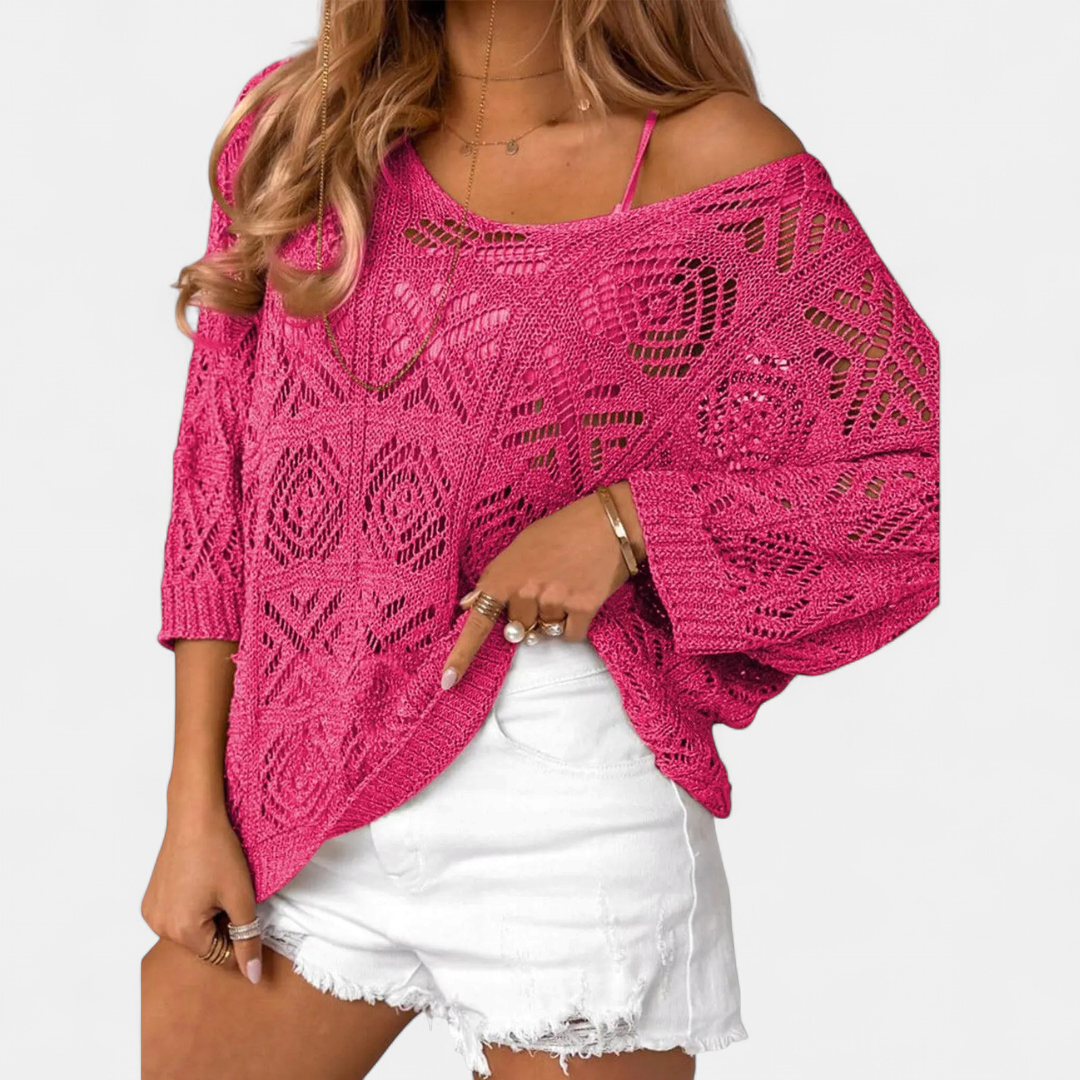 CORA™ – Crochet Batwing Pullover Sweater