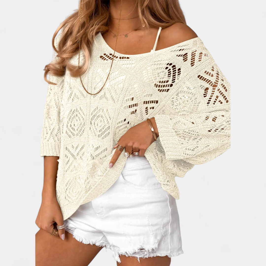 CORA™ – Crochet Batwing Pullover Sweater