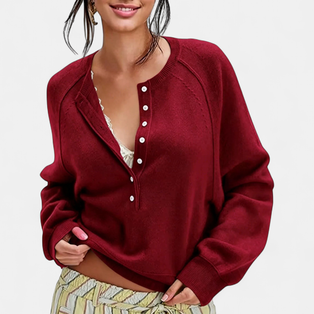 OPAL™ – Cozy Henley Button Knit Sweater