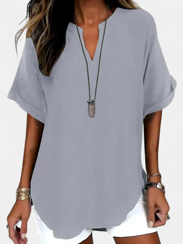 SEREIA | Casual Plain Short Sleeve Blouse