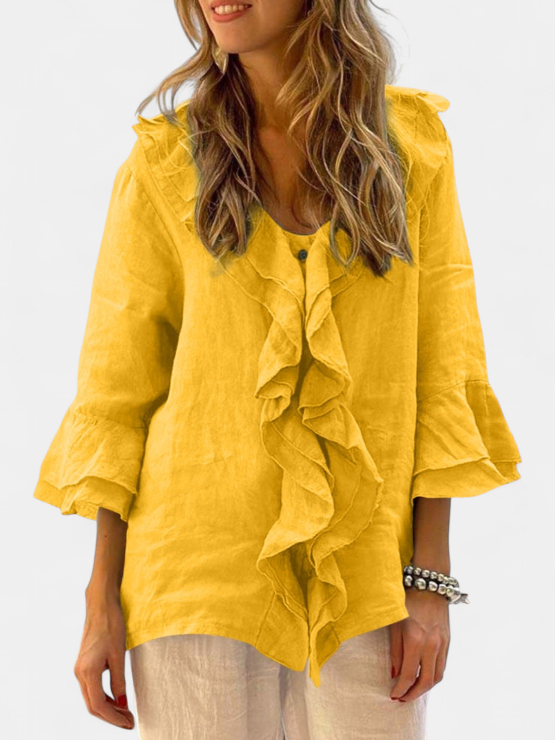 NADINE | Chic Bell Sleeve Ruffle Top