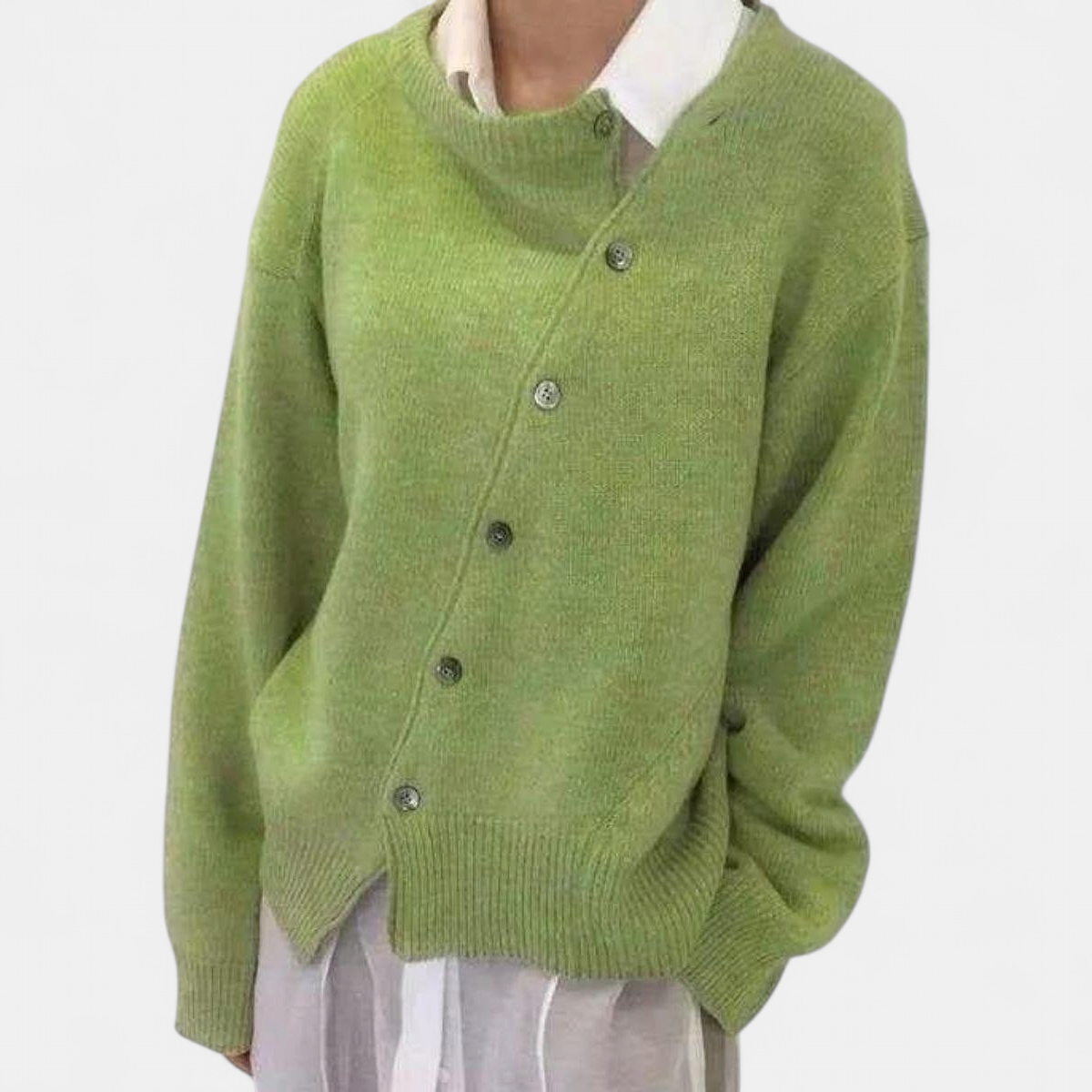 ALYCIA | Asymmetric Button Cardigan